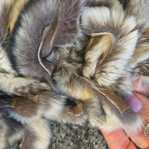 RARE Gray Metallic Accent Cardigan Sweater with Feather Accent Trim - Picture 11 of 16